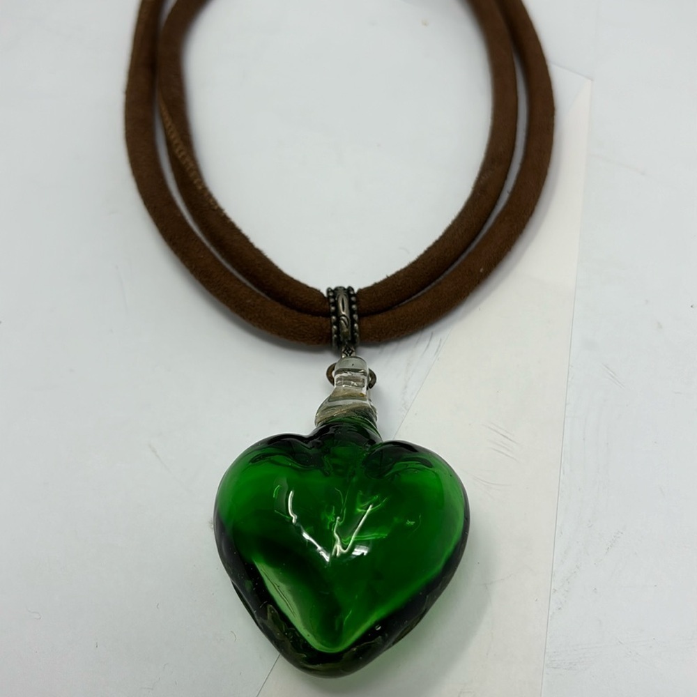 Blown glass heart necklace
